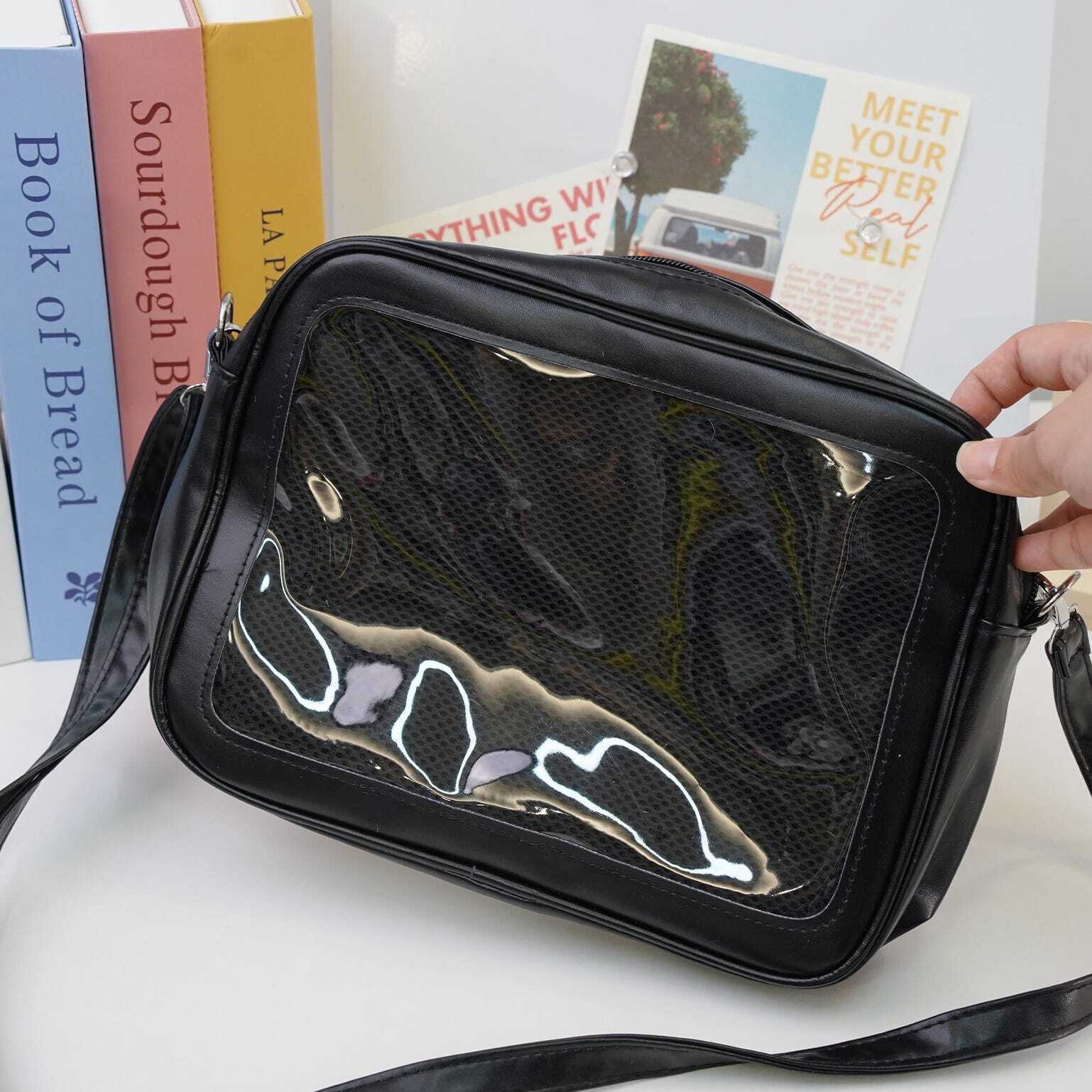 Kawaii Convertible Ita Bag with Clear Window for Plushies and Pins Kawaii Convertible Ita Bag with Clear Window for Plushies and Pins