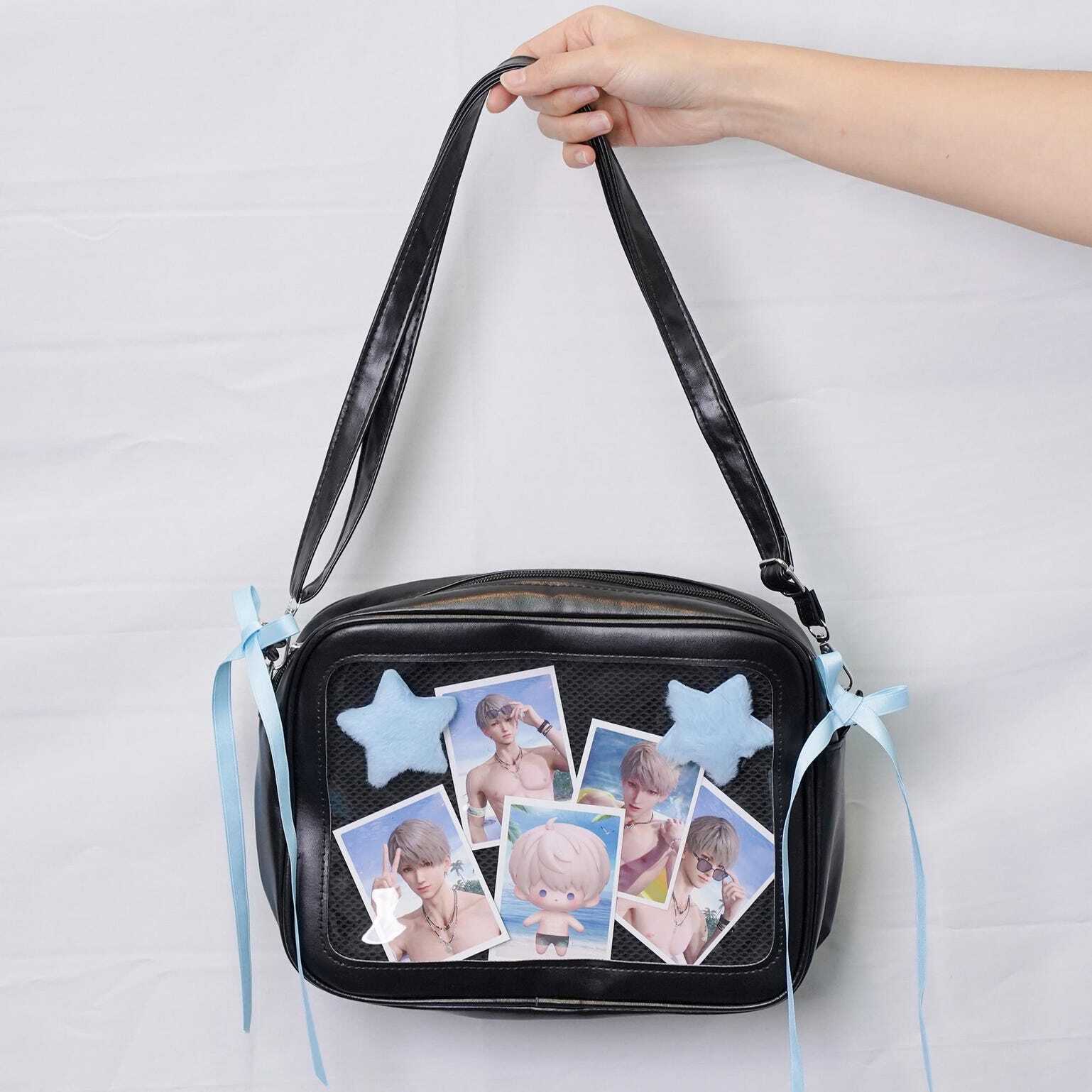 Kawaii Convertible Ita Bag with Clear Window for Plushies and Pins Kawaii Convertible Ita Bag with Clear Window for Plushies and Pins