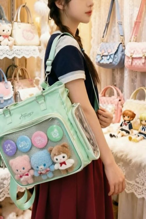 Kawaii Convertible Ita Bag with Clear Window for Plushies and Pins