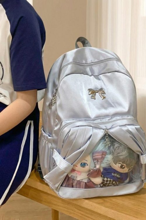 Kawaii Coquette Ita Backpack with Clear Window for Plushies and Pins