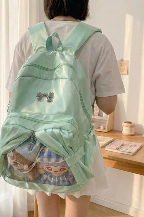 Kawaii Coquette Ita Backpack with Clear Window for Plushies and Pins