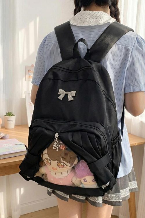 Kawaii Coquette Ita Backpack with Clear Window for Plushies and Pins