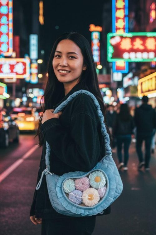 Kawaii Heart Convertible Ita Bag with Clear Window for Pin Display