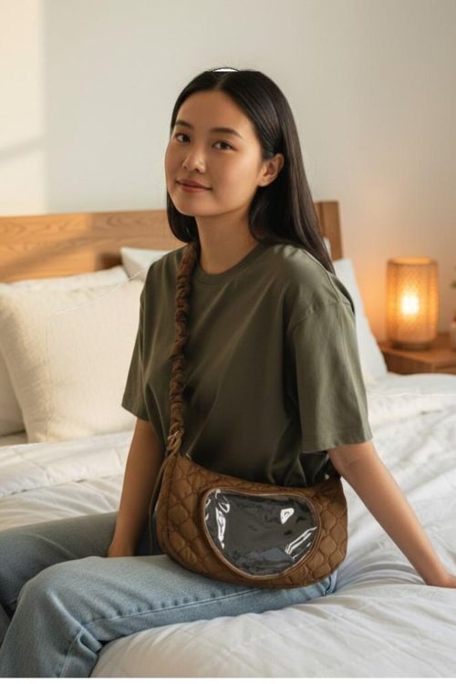 Kawaii Heart Convertible Ita Bag with Clear Window for Pin Display