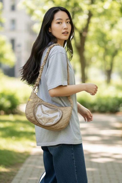 Kawaii Heart Convertible Ita Bag with Clear Window for Pin Display