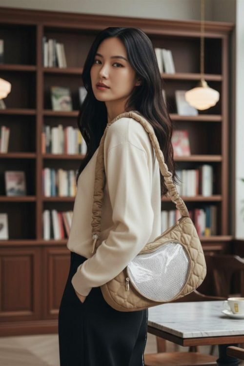 Kawaii Heart Convertible Ita Bag with Clear Window for Pin Display