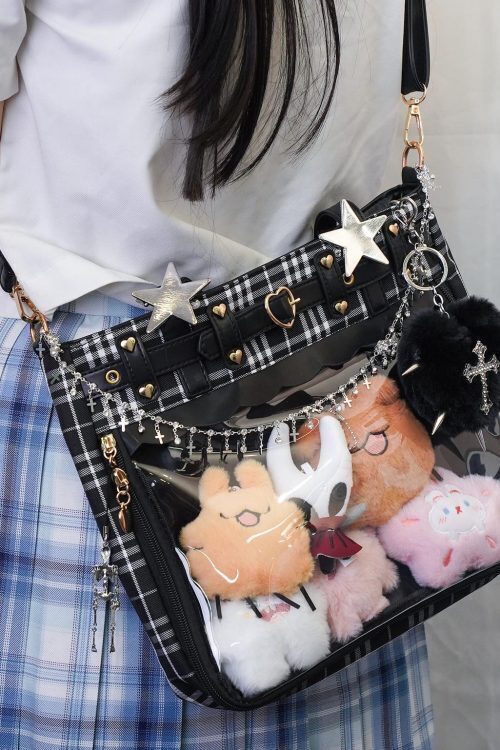 Kawaii Heart Ita Backpack with Clear Window for Pin Display