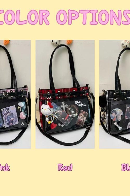 Kawaii Heart Ita Backpack with Clear Window for Pin Display