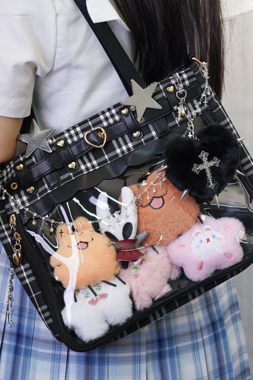 Kawaii Heart Ita Backpack with Clear Window for Pin Display