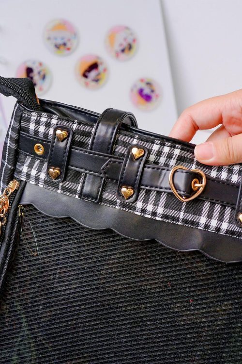 Kawaii Heart Ita Backpack with Clear Window for Pin Display