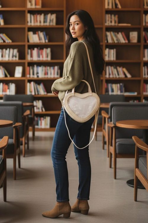 Kawaii Heart Ita Messenger Bag for Pin Display