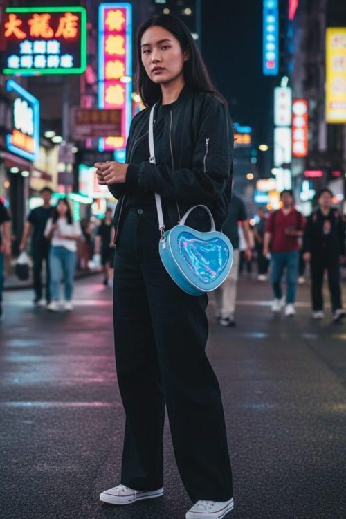 Kawaii Heart Ita Messenger Bag for Pin Display