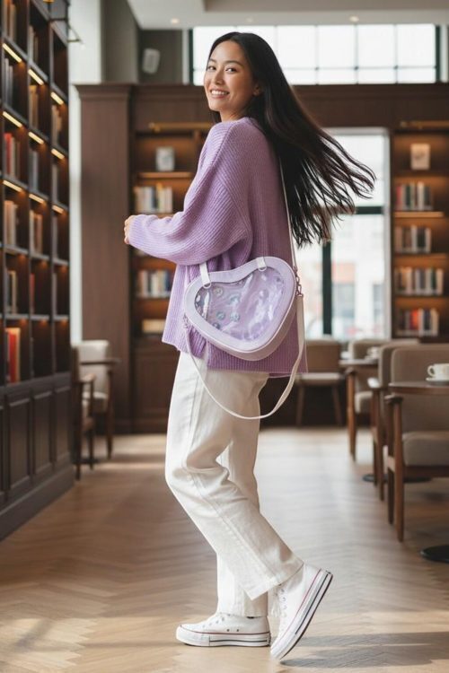 Kawaii Heart Ita Messenger Bag for Pin Display