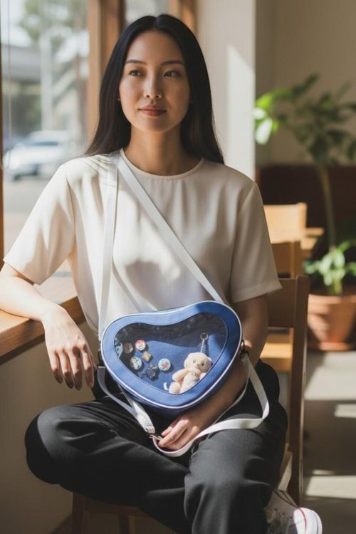 Kawaii Heart Ita Messenger Bag for Pin Display