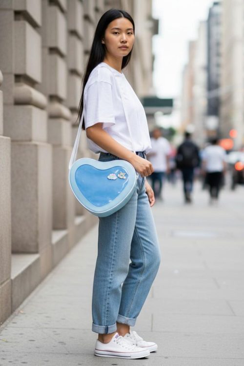 Kawaii Heart Ita Messenger Bag for Pin Display