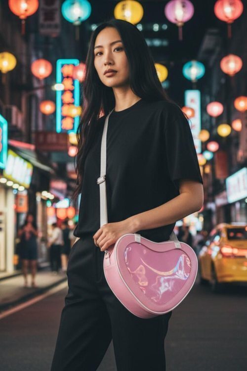 Kawaii Heart Ita Messenger Bag for Pin Display