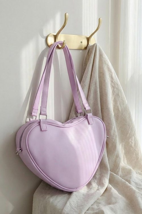 Kawaii Heart Ita Shoulder Bag with Clear Window for Photocards and Pins