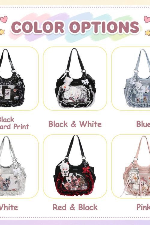 Kawaii Heart Ita Shoulder Bag with Clear Window for Pin Display