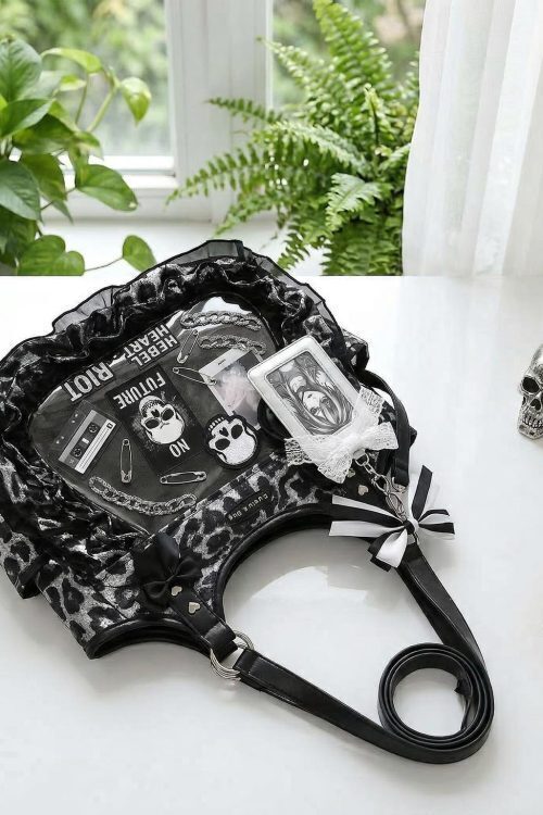 Kawaii Heart Ita Shoulder Bag with Clear Window for Pin Display