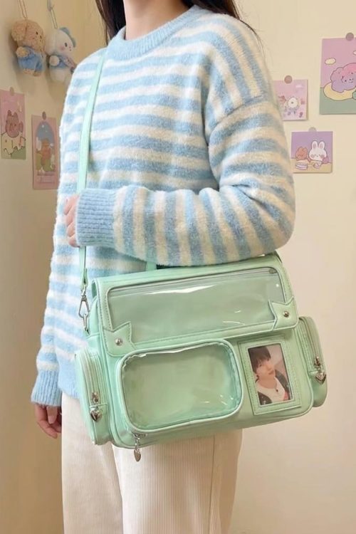 Kawaii Ita Backpack with Clear Window for Photocards and Pins