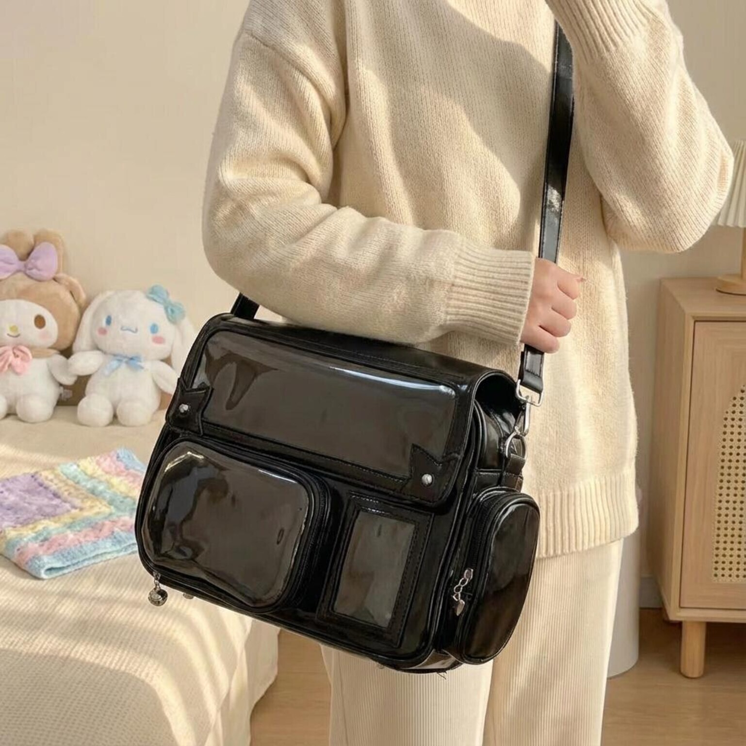 Kawaii Ita Backpack with Clear Window for Photocards and Pins Kawaii Ita Backpack with Clear Window for Photocards and Pins