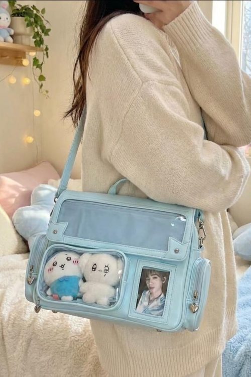 Kawaii Ita Backpack with Clear Window for Photocards and Pins