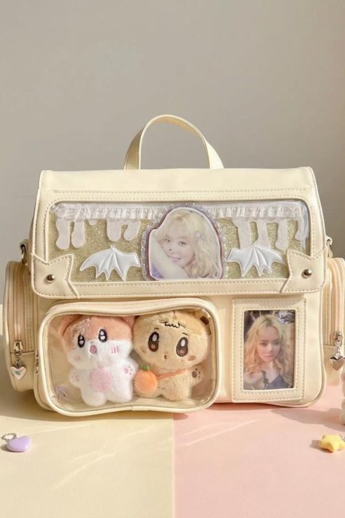 Kawaii Ita Backpack with Clear Window for Photocards and Pins