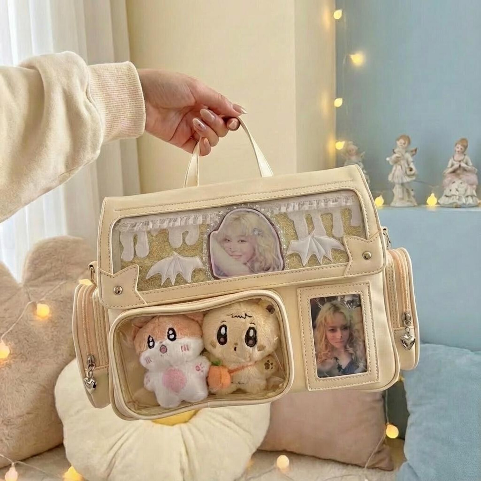 Kawaii Ita Backpack with Clear Window for Photocards and Pins Kawaii Ita Backpack with Clear Window for Photocards and Pins