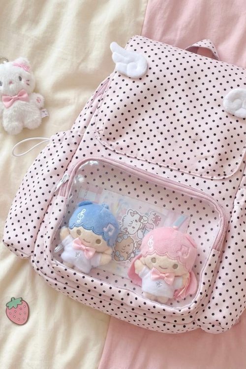 Kawaii Ita Backpack with Clear Window for Plushies and Pins