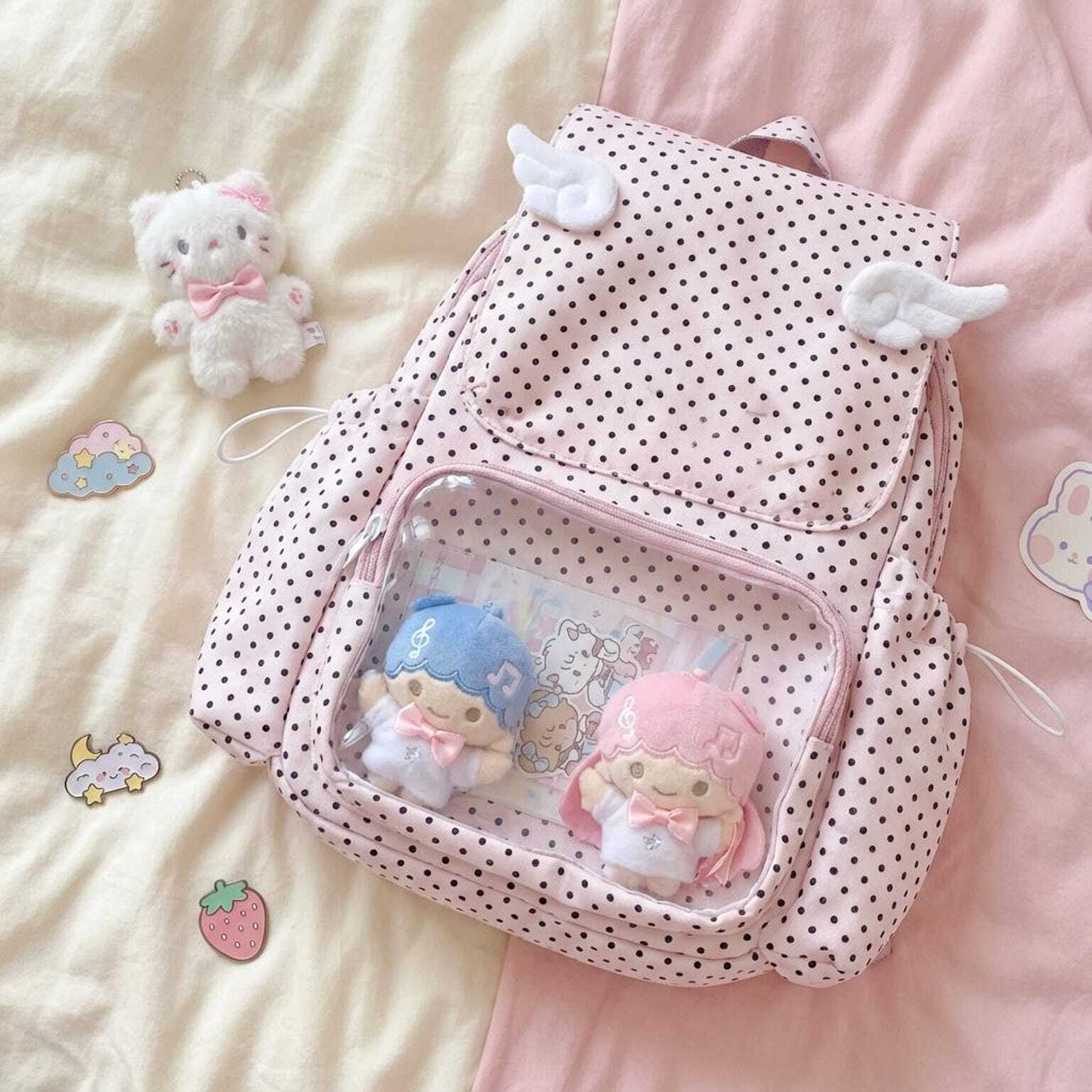 Kawaii Ita Backpack with Clear Window for Plushies and Pins Kawaii Ita Backpack with Clear Window for Plushies and Pins
