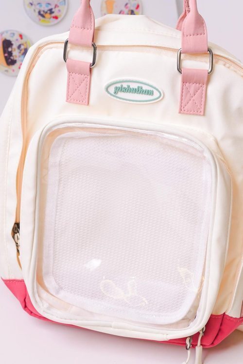 Kawaii Ita Backpack with Clear Window for Plushies and Pins