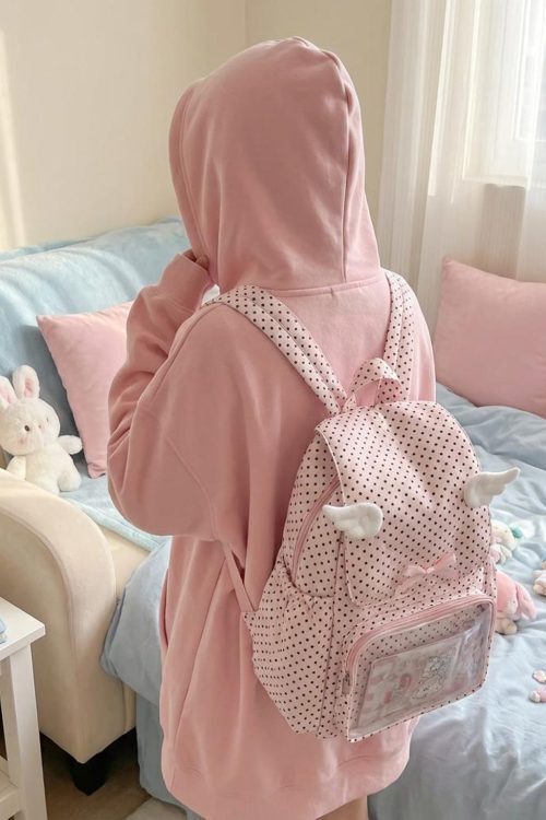 Kawaii Ita Backpack with Clear Window for Plushies and Pins