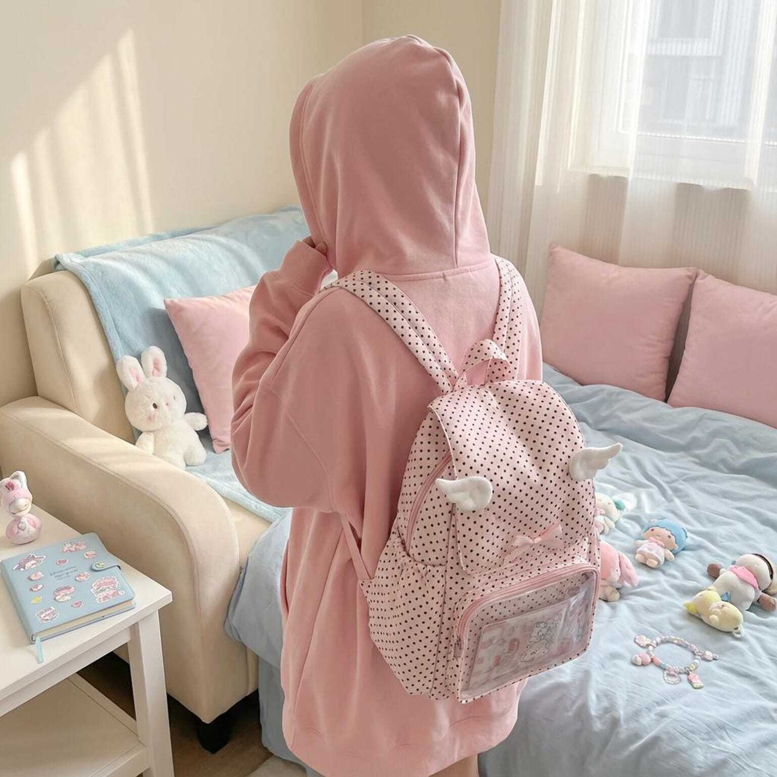 Kawaii Ita Backpack with Clear Window for Plushies and Pins Kawaii Ita Backpack with Clear Window for Plushies and Pins