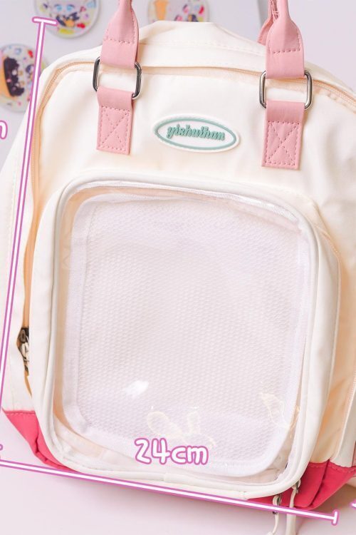 Kawaii Ita Backpack with Clear Window for Plushies and Pins