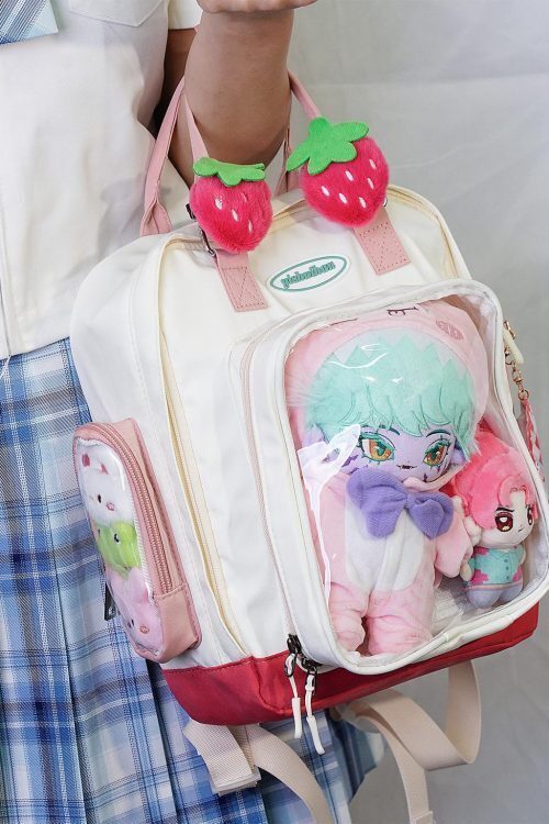 Kawaii Ita Backpack with Clear Window for Plushies and Pins