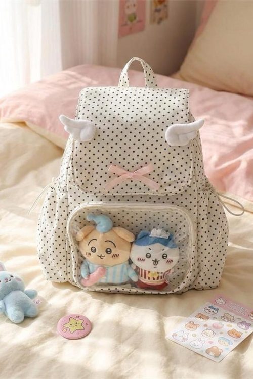 Kawaii Ita Backpack with Clear Window for Plushies and Pins