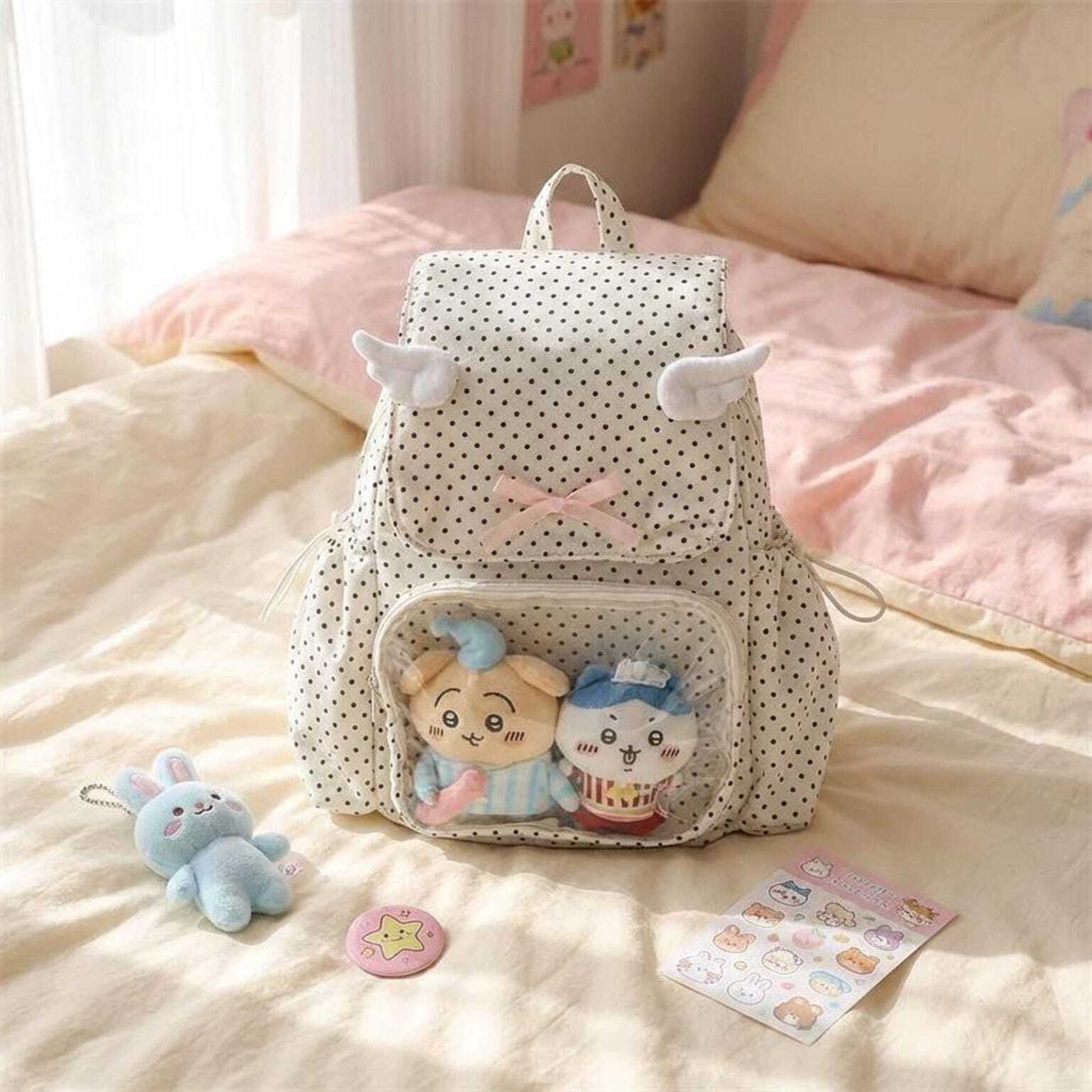 Kawaii Ita Backpack with Clear Window for Plushies and Pins Kawaii Ita Backpack with Clear Window for Plushies and Pins