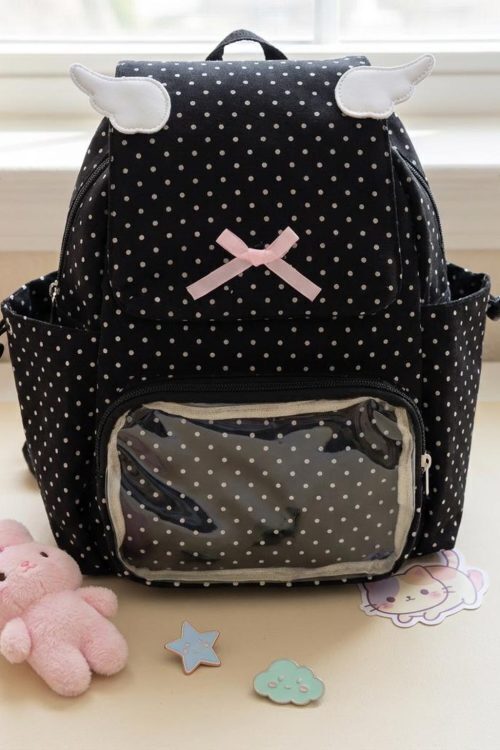 Kawaii Ita Backpack with Clear Window for Plushies and Pins