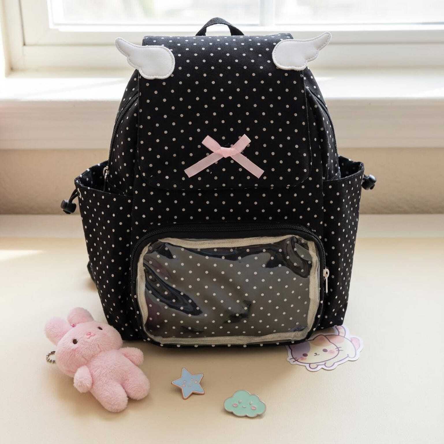 Kawaii Ita Backpack with Clear Window for Plushies and Pins Kawaii Ita Backpack with Clear Window for Plushies and Pins