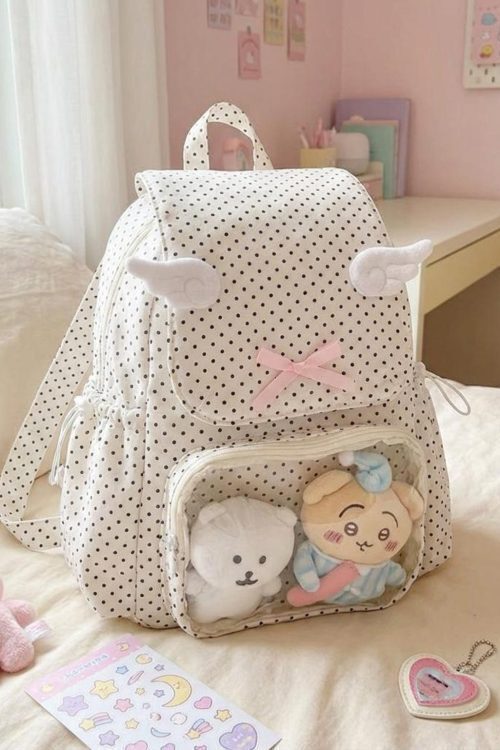 Kawaii Ita Backpack with Clear Window for Plushies and Pins