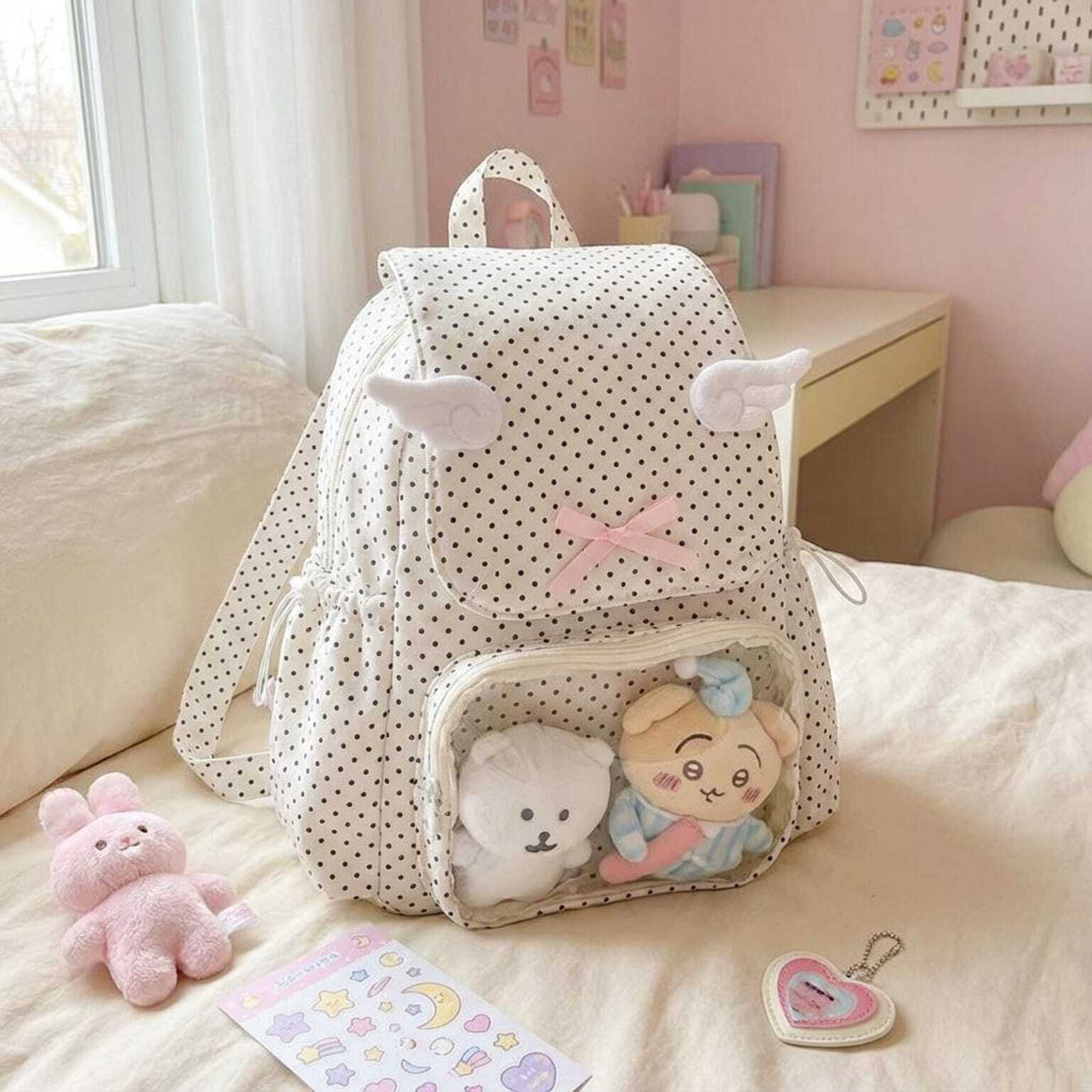 Kawaii Ita Backpack with Clear Window for Plushies and Pins Kawaii Ita Backpack with Clear Window for Plushies and Pins