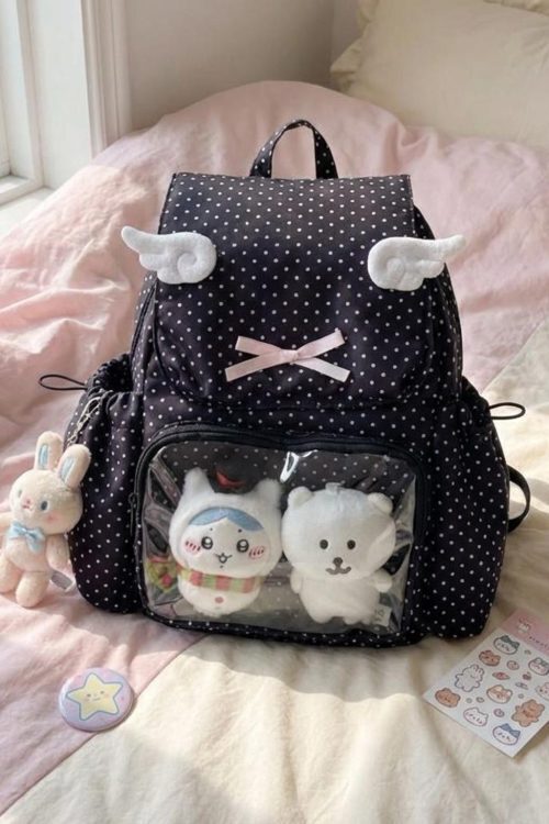 Kawaii Ita Backpack with Clear Window for Plushies and Pins