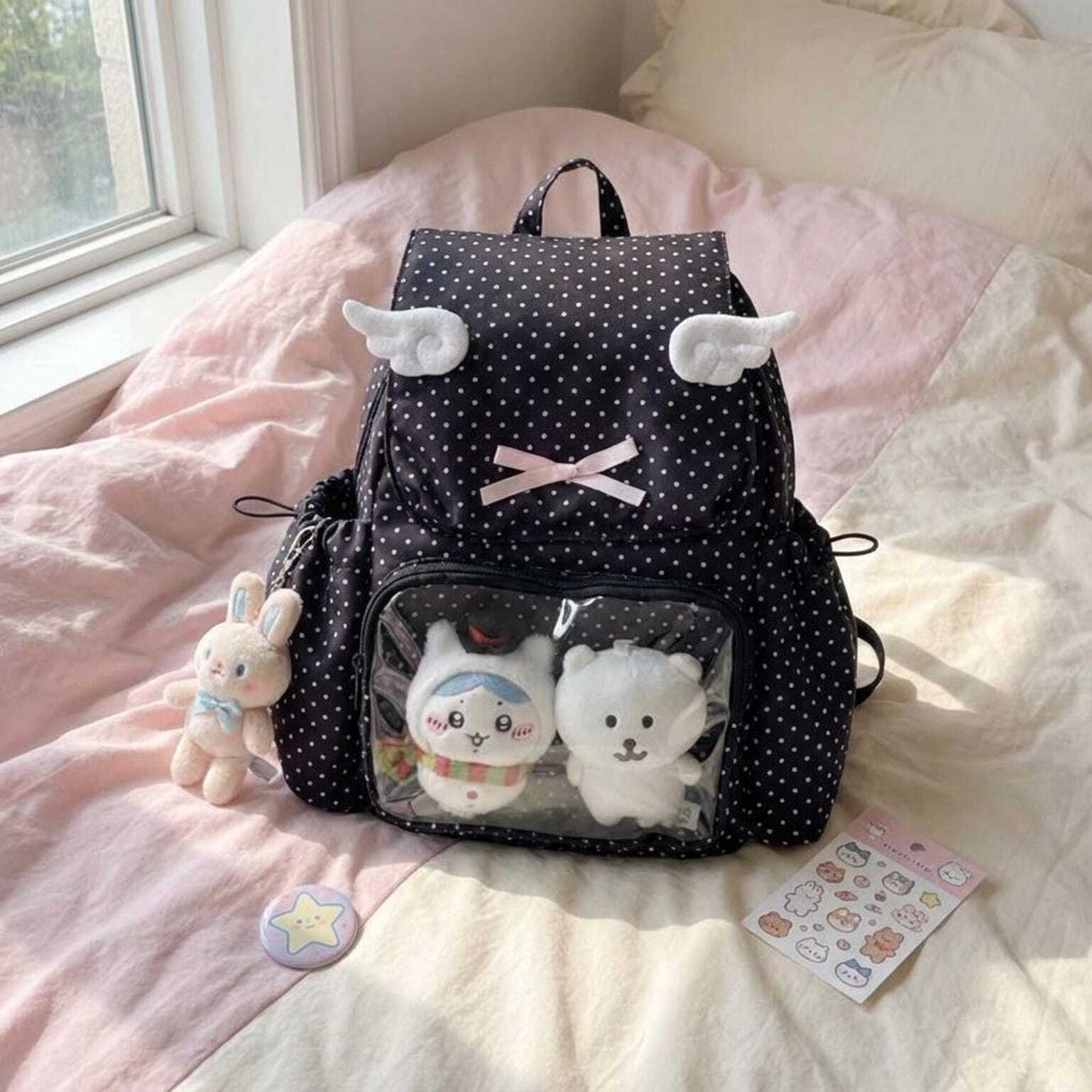 Kawaii Ita Backpack with Clear Window for Plushies and Pins Kawaii Ita Backpack with Clear Window for Plushies and Pins