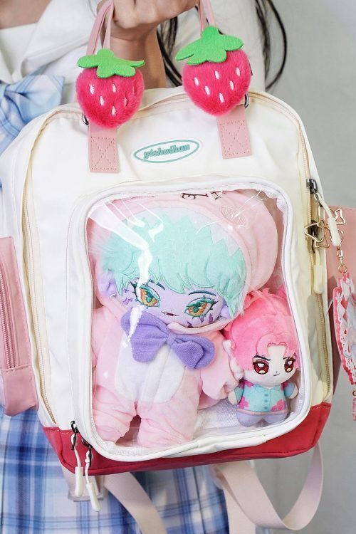 Kawaii Ita Backpack with Clear Window for Plushies and Pins