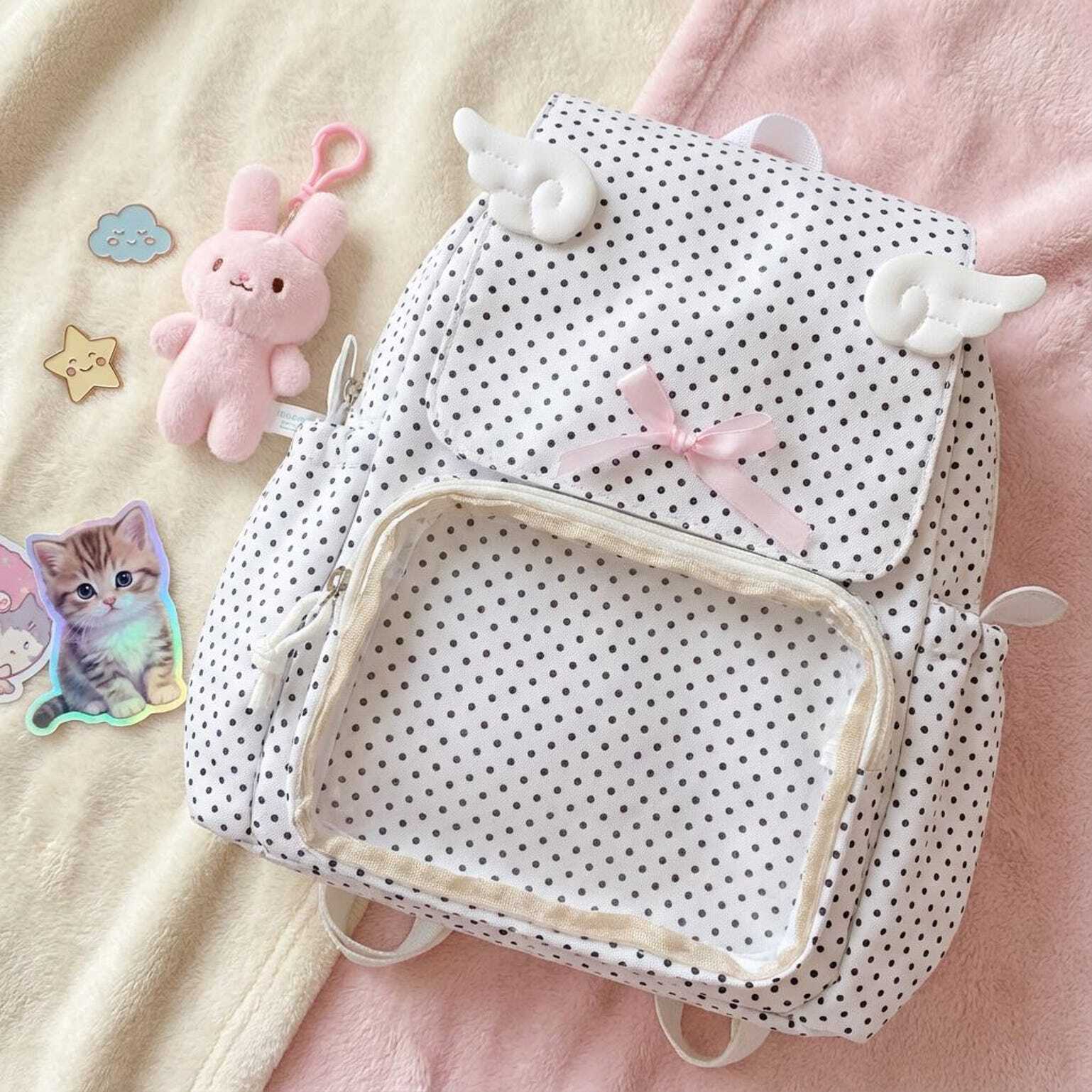 Kawaii Ita Backpack with Clear Window for Plushies and Pins Kawaii Ita Backpack with Clear Window for Plushies and Pins
