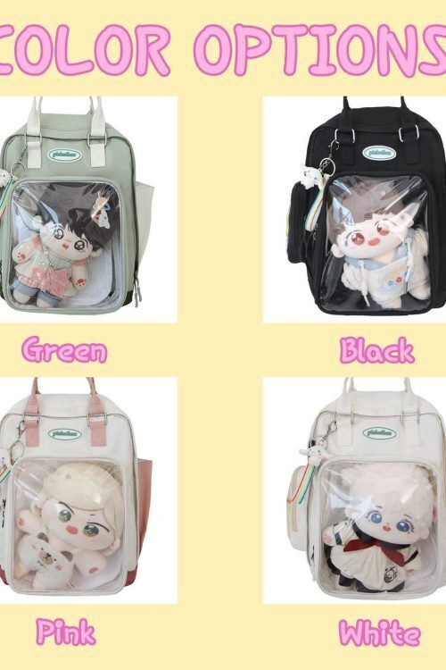 Kawaii Ita Backpack with Clear Window for Plushies and Pins