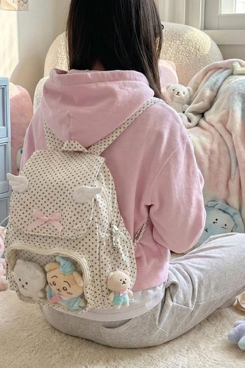 Kawaii Ita Backpack with Clear Window for Plushies and Pins