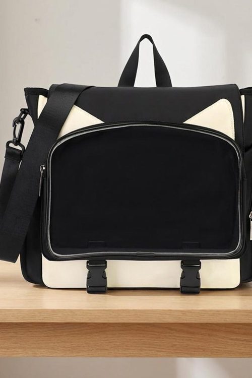 Kawaii Ita Crossbody Bag with Clear Window for Plushies and Pins