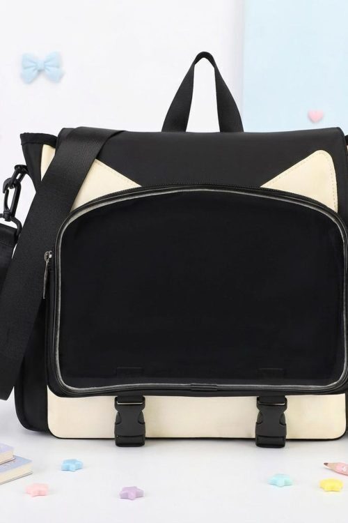 Kawaii Ita Crossbody Bag with Clear Window for Plushies and Pins