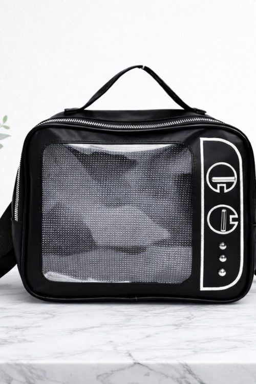 Kawaii Ita Crossbody Bag with Clear Window for Plushies and Pins